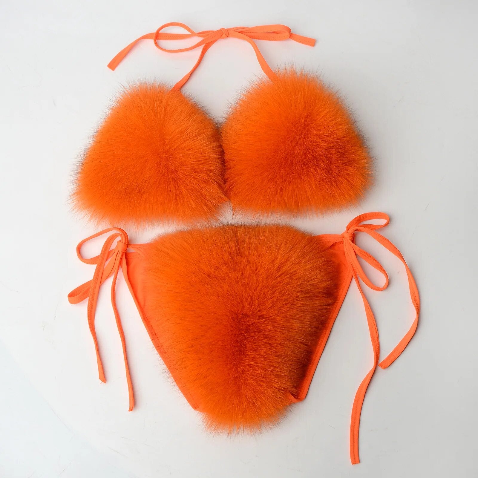 2024 Woman Sexy Bikini Swimsuit 2 piece Set Summer Fur Swimwear Bikini Set Adjustable Bra Cute Girls Beach Bikini Bathing Suits