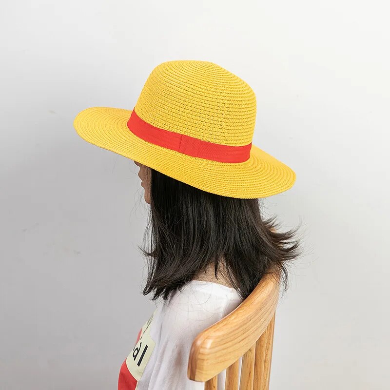 Anime Cartoon Luffy Straw Hat Sunscreen Straw HatWomen's Straw Hat UV Protection Foldable Sun Protection Cap Holiday Casual Hats