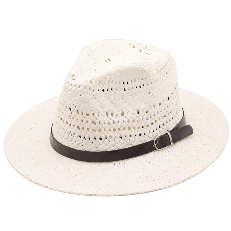 Simple Top Quality Man Straw sun Hat Wide Brim Beach Foldable Cap Big Bone Men Plus Size summer women Fedora Hat