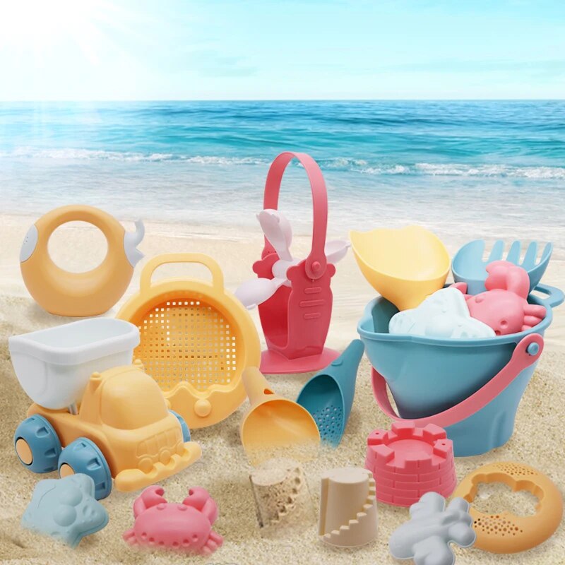 Beach Toys For Kids 5-17pcs Baby Beach Game Toys Children Sandbox Set Kit Summer Toys for Beach Play Sand Water Game Play Cart