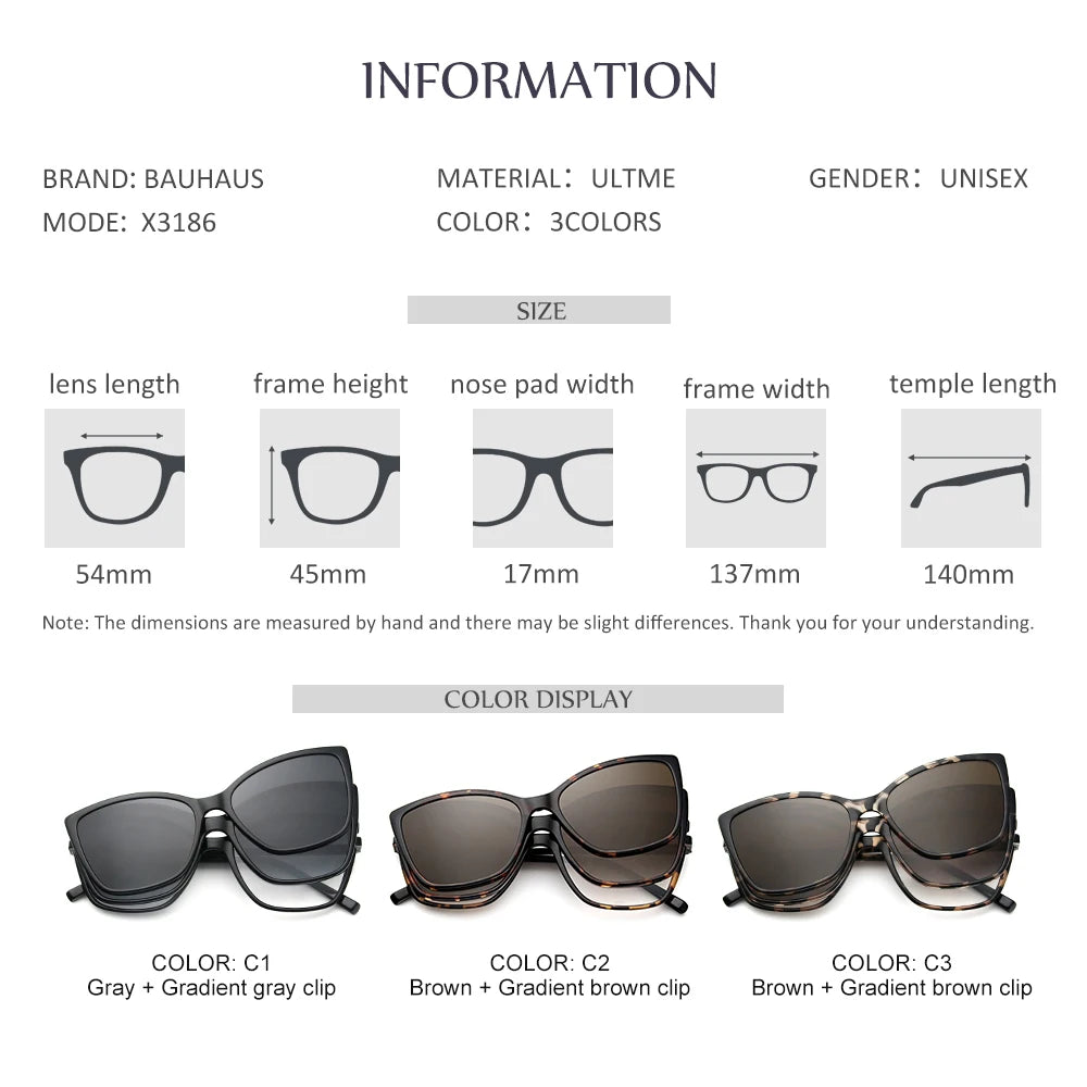 X3186 Magnetic Clip on Sunglasses  Woman Ultem Optical Butterfly Glasses Frame UV400 Fashion Retro Myopia Prescription Glasses