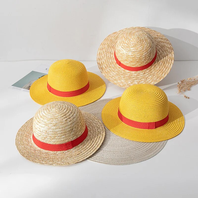 Anime Cartoon Luffy Straw Hat Sunscreen Straw HatWomen's Straw Hat UV Protection Foldable Sun Protection Cap Holiday Casual Hats