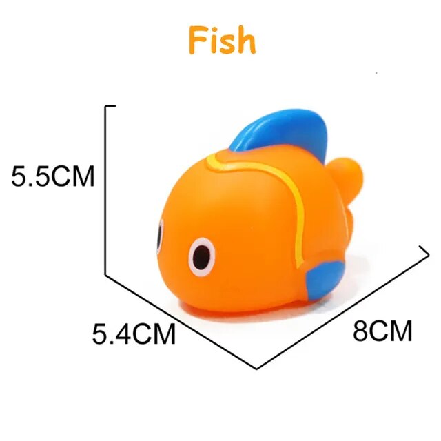 1PC Cute Animals Baby Bath Toy Duck Fish Colorful Soft Rubber Float Squeeze Sound Swimming Water Toy Beach Toys for Baby