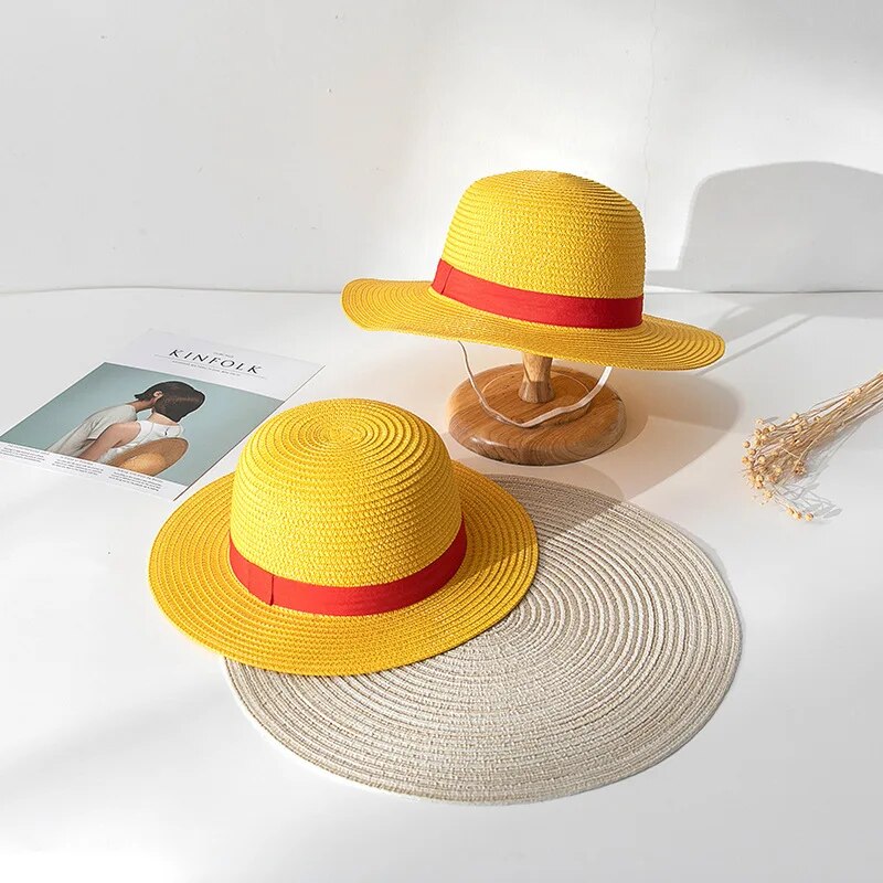 Anime Cartoon Luffy Straw Hat Sunscreen Straw HatWomen's Straw Hat UV Protection Foldable Sun Protection Cap Holiday Casual Hats