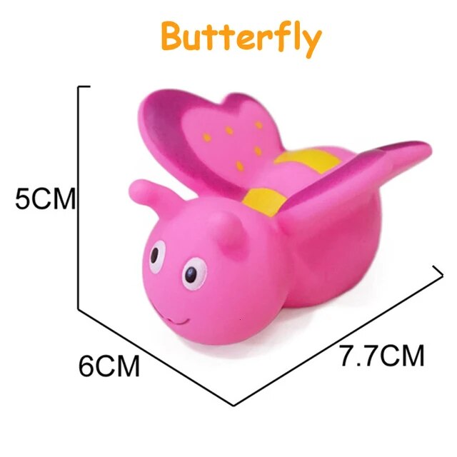 1PC Cute Animals Baby Bath Toy Duck Fish Colorful Soft Rubber Float Squeeze Sound Swimming Water Toy Beach Toys for Baby