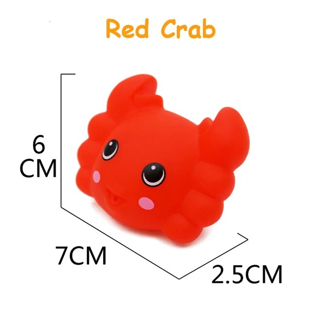 1PC Cute Animals Baby Bath Toy Duck Fish Colorful Soft Rubber Float Squeeze Sound Swimming Water Toy Beach Toys for Baby