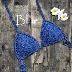 CROCHET BIKINI Sexy Bikini Crochet Strips Bandage Bathing Mode Women Bikini Tops Women's Swimwear Biquinis Feminino 2021