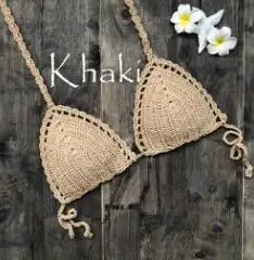 CROCHET BIKINI Sexy Bikini Crochet Strips Bandage Bathing Mode Women Bikini Tops Women's Swimwear Biquinis Feminino 2021