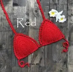 CROCHET BIKINI Sexy Bikini Crochet Strips Bandage Bathing Mode Women Bikini Tops Women's Swimwear Biquinis Feminino 2021