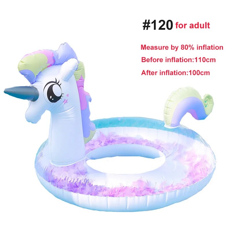 Rooxin Unicorn Flamingo Inflatable Swimming Ring for Adult Kids Floating Ring Swimming Circle Pool Float Party Toys for Beach