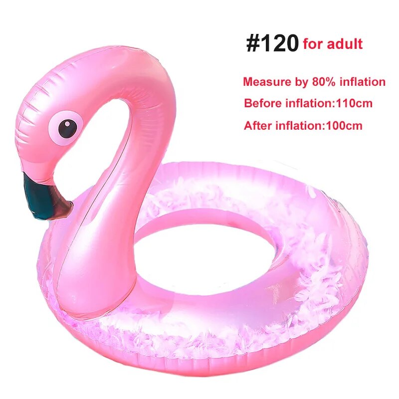 Rooxin Unicorn Flamingo Inflatable Swimming Ring for Adult Kids Floating Ring Swimming Circle Pool Float Party Toys for Beach