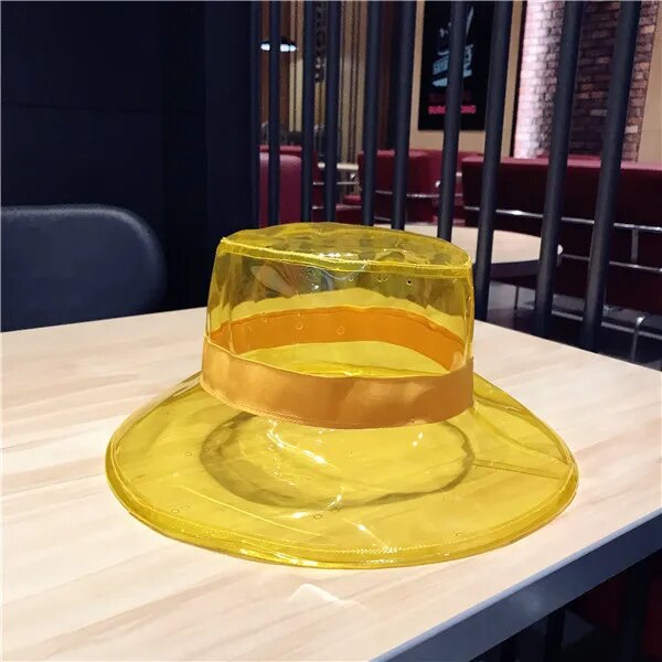 New Hip hop hat Bucket Hat Caps Women High Street Summer Beach Hat PVC Transparent Sun Visor Waterproof Rain Hat For Men Ladies