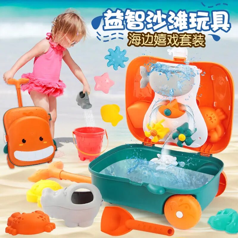 8Pcs/Set Random Color Summer Kids Sand Beach Toys Castle Bucket Spade Shovel Rake Water Tools Set for Kids Toy Fun Molds Luggage