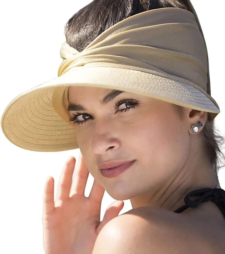 Foldable Summer Beach Hat Big Visor Sun Hats for Women Summer Beach Outdoor UV Protection Top Empty Sport Baseball Caps