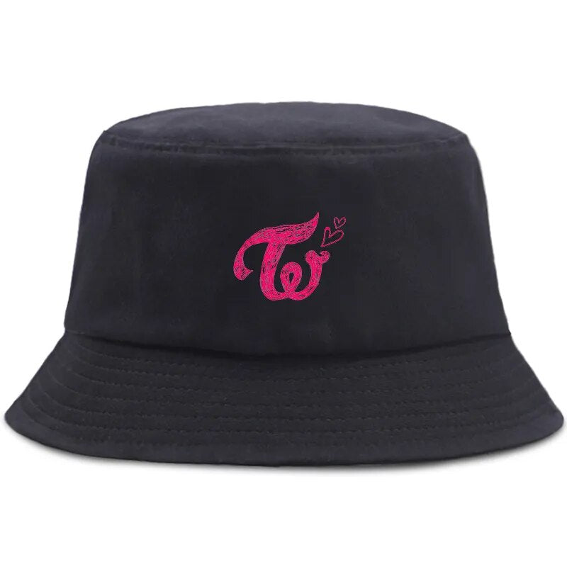 TWICE Momo Mina Unisex Cotton Beach Panama Bucket Hat Men Women Summer Cap Boys Girls Hip Hop Fishing Fisherman Hat