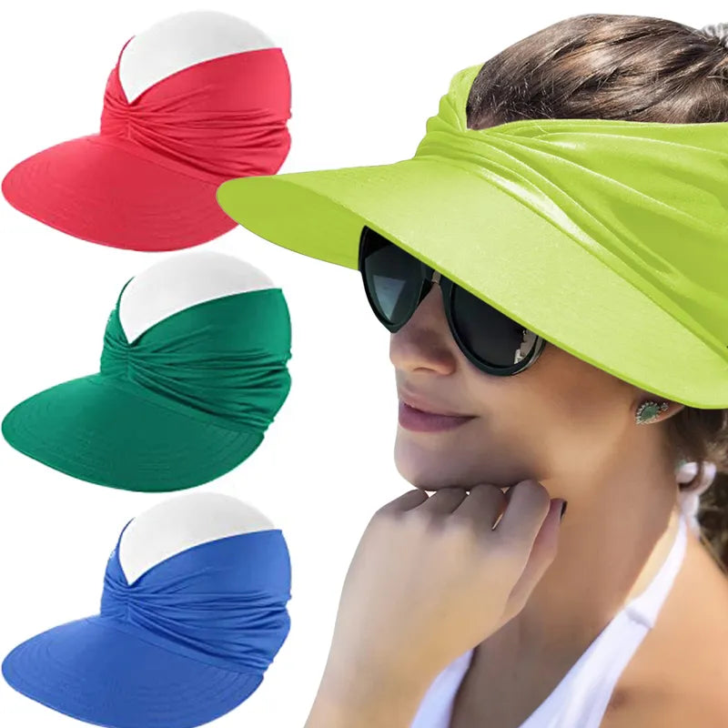 Foldable Summer Beach Hat Big Visor Sun Hats for Women Summer Beach Outdoor UV Protection Top Empty Sport Baseball Caps