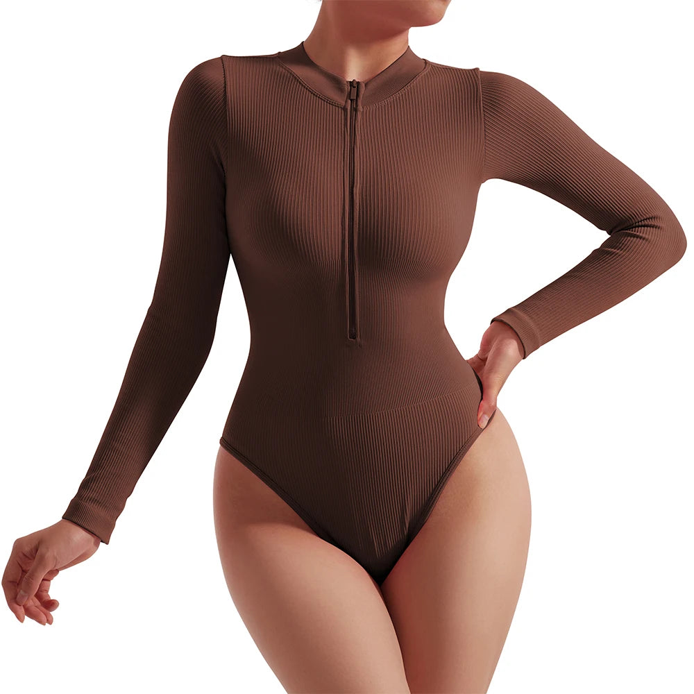 Bodycon Bodysuit Women Jumpsuit Clothing Fashion Streetwear Outfits Romper Playsuits Long Sleeve Zipper Jumpsuit 2024 New