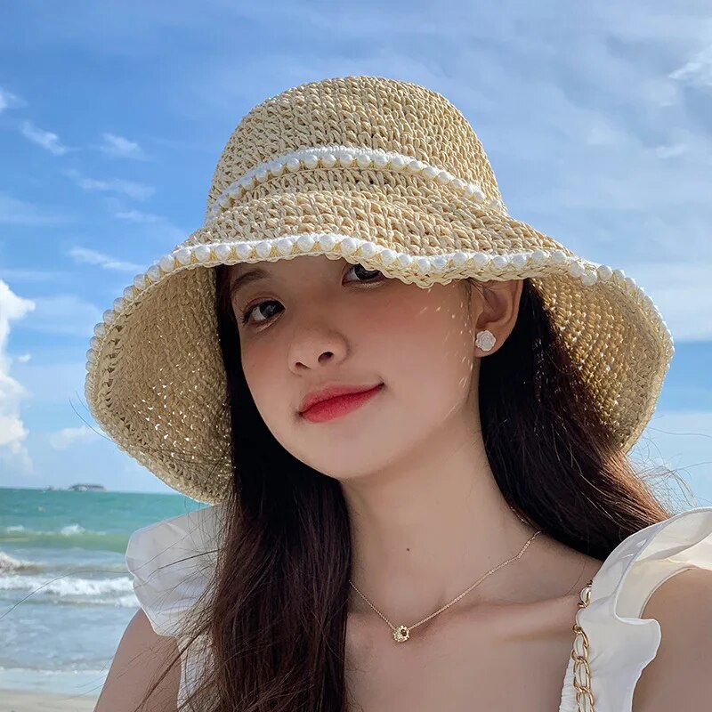 New Summer Fashion Straw Hat Women Foldable Wide Large Brim Plage Beach Sun Hat Chapeau Femme UV Protection Cap 여름모자 Gorras