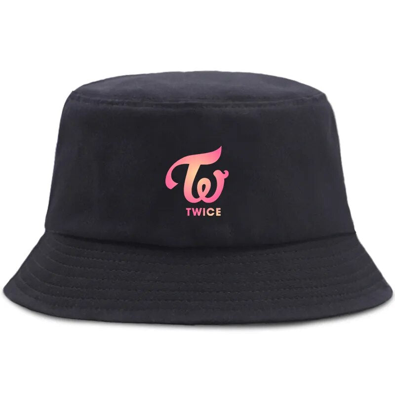 TWICE Momo Mina Unisex Cotton Beach Panama Bucket Hat Men Women Summer Cap Boys Girls Hip Hop Fishing Fisherman Hat