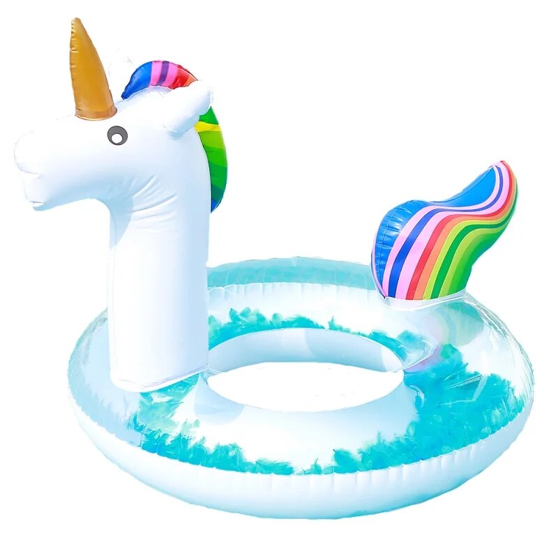 Rooxin Unicorn Flamingo Inflatable Swimming Ring for Adult Kids Floating Ring Swimming Circle Pool Float Party Toys for Beach