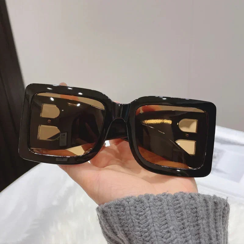 2024 Fashion Oversized The Letter B Square Luxury Trend Sunglasses Women Men Retro Rectangle Sunglasses Gafas De Sol UV400