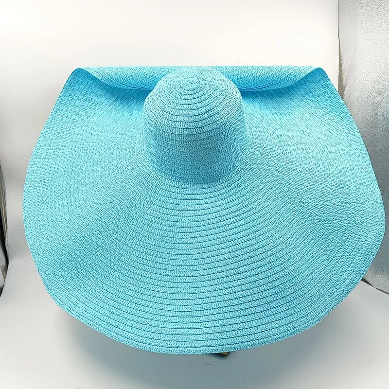 Color blocked Straw hat 25cm big brim fashionable sun hat ultra-thin breathable summer hat beach travel Straw hat wholesale