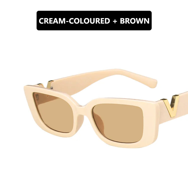 Retro Small Frame Cat Eye Sunglasses for Women 2024 Luxury V Sun Glasses Men Fashion Jelly Sunglasses with Metal Hinges