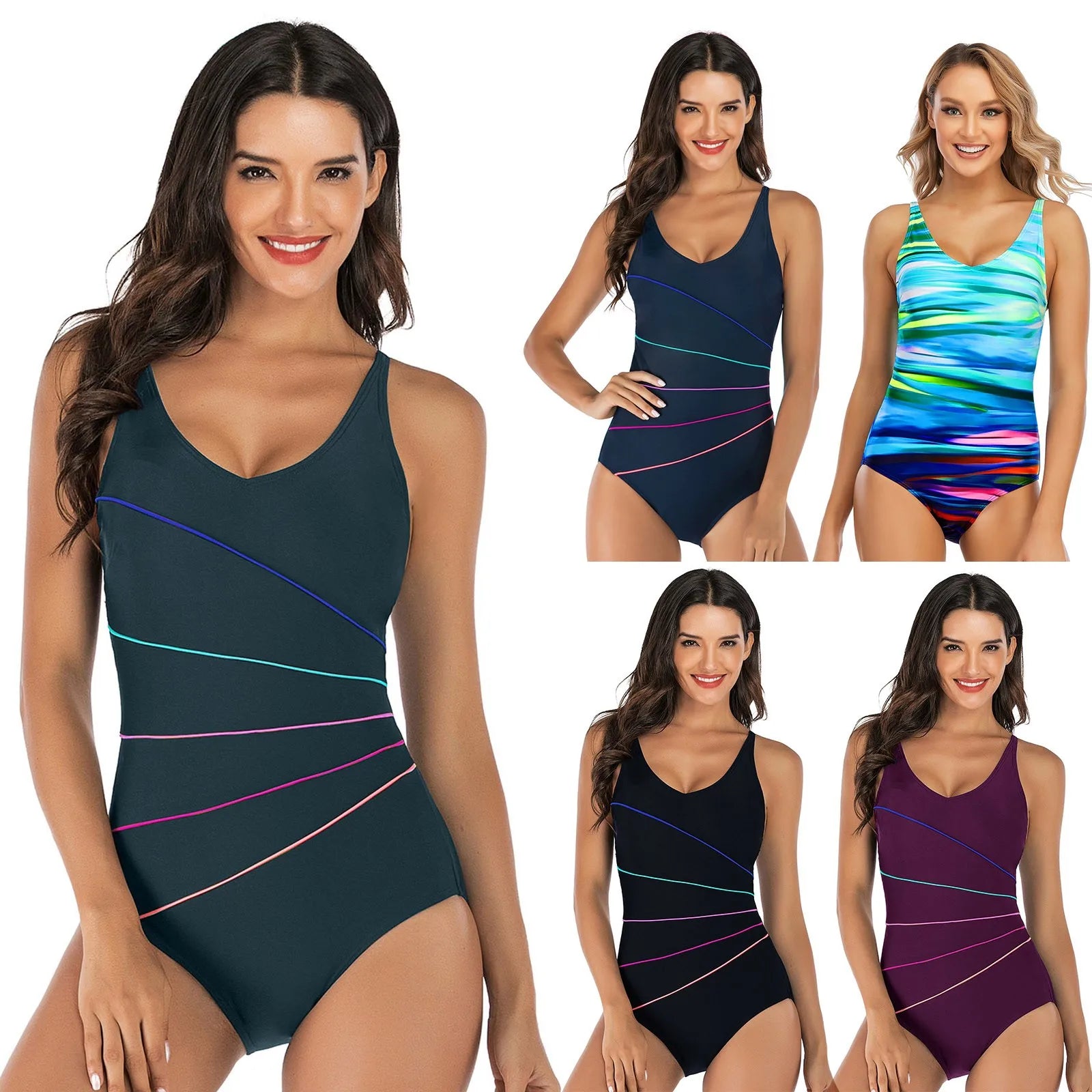 One-Piece Swimsuits Swimming Suit For Women Bodysuit Women Female Print Swimwear Bath Clothing Купальник Женский L4