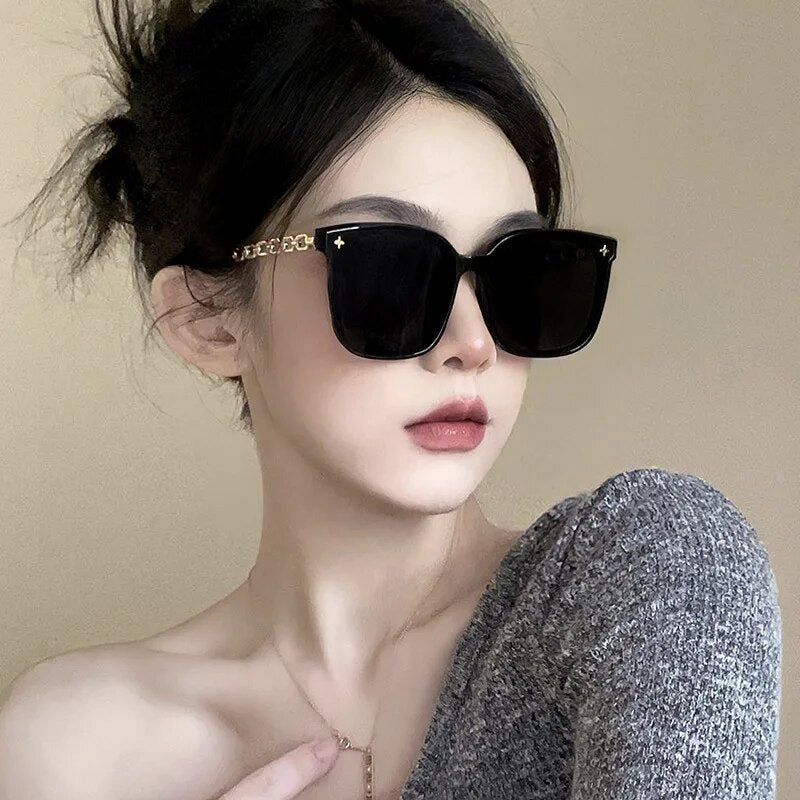 New Sunglasses Female Premium Metal Chain Sunglasses 2024 Wholesale of Fashionable Sunglasses and Sunglasses