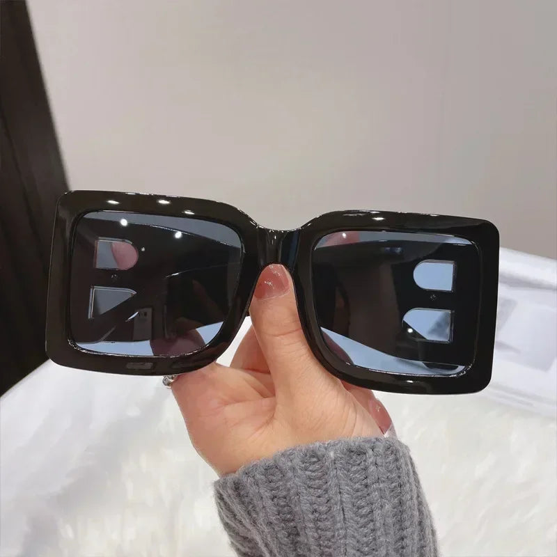 2024 Fashion Oversized The Letter B Square Luxury Trend Sunglasses Women Men Retro Rectangle Sunglasses Gafas De Sol UV400