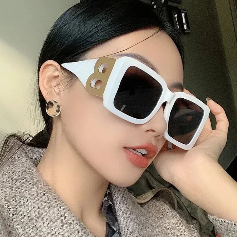 2024 Fashion Oversized The Letter B Square Luxury Trend Sunglasses Women Men Retro Rectangle Sunglasses Gafas De Sol UV400