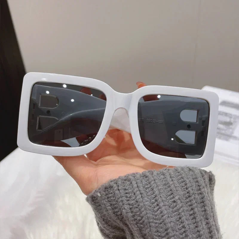 2024 Fashion Oversized The Letter B Square Luxury Trend Sunglasses Women Men Retro Rectangle Sunglasses Gafas De Sol UV400