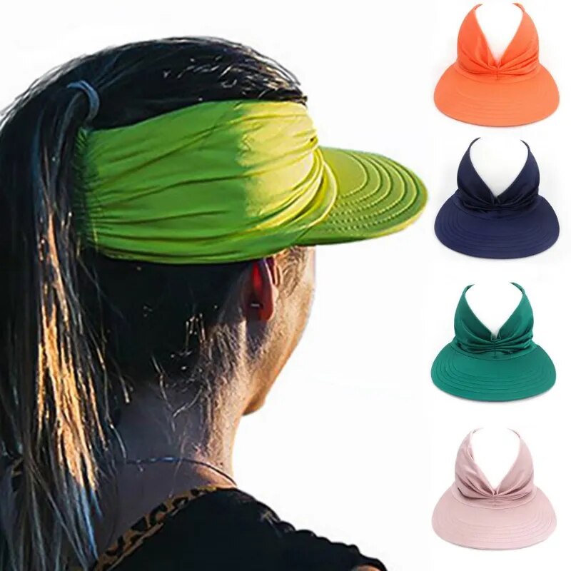 Foldable Summer Beach Hat Big Visor Sun Hats for Women Summer Beach Outdoor UV Protection Top Empty Sport Baseball Caps