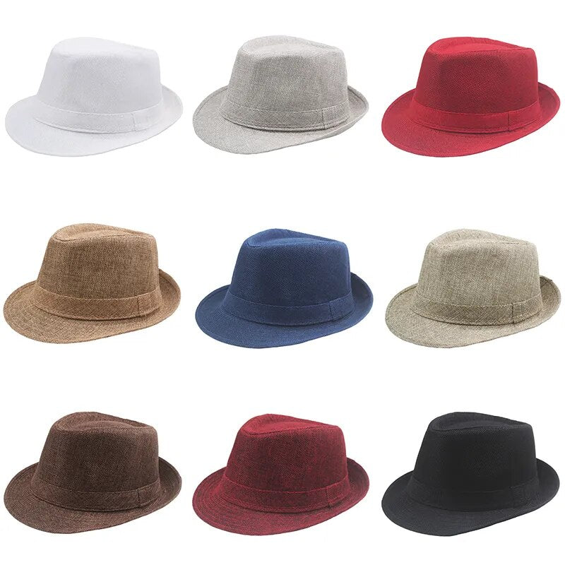 Retro Men Fedoras Top Jazz Felt Wide Brim Hat Summer Old Man Curling Caps Vintage Couple Cap Winter Chapeau Gentleman Sun Hat