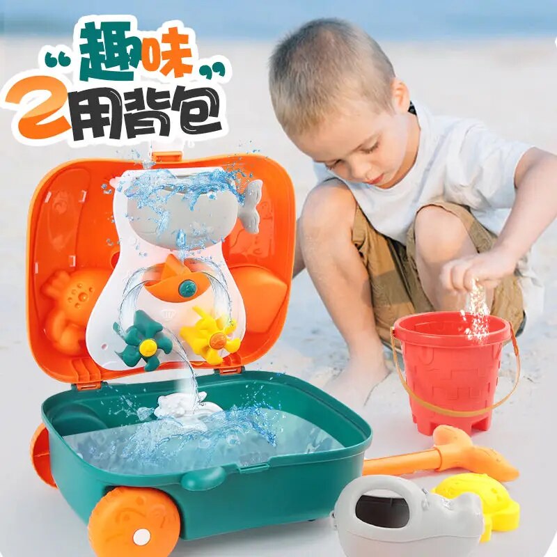 8Pcs/Set Random Color Summer Kids Sand Beach Toys Castle Bucket Spade Shovel Rake Water Tools Set for Kids Toy Fun Molds Luggage