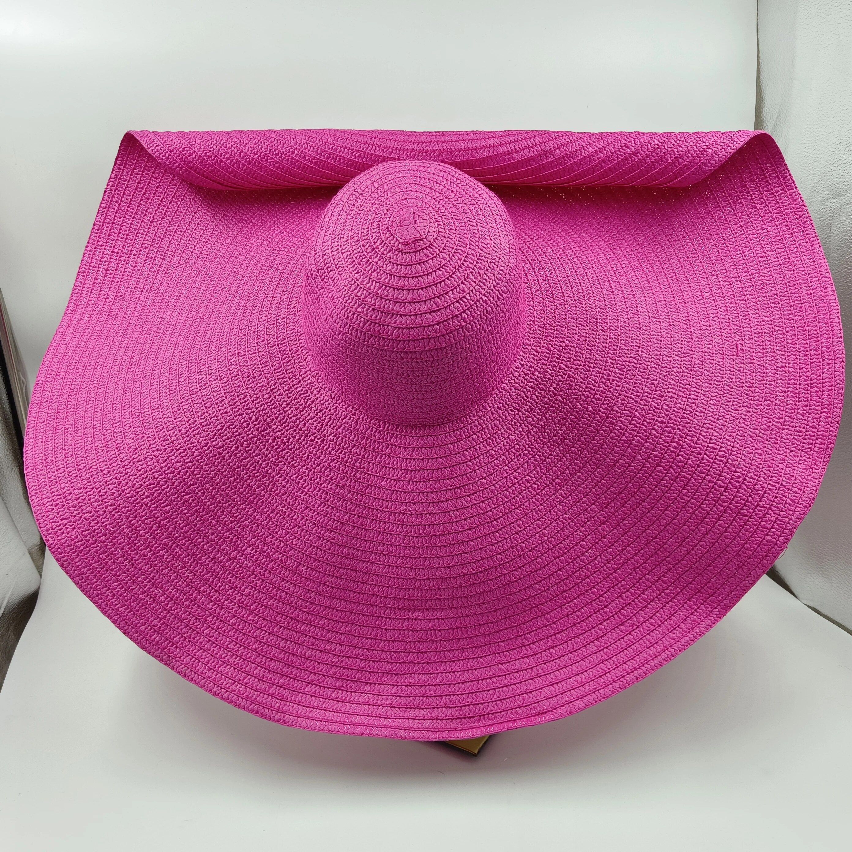 Color blocked Straw hat 25cm big brim fashionable sun hat ultra-thin breathable summer hat beach travel Straw hat wholesale