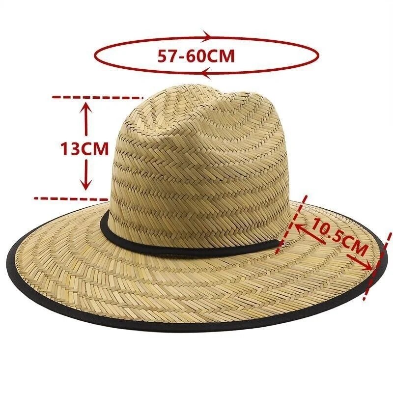 lining Handwork Women Black Men Lifeguard Hat Straw Summer Beach Sun hat Outdoor Summer Wide Brim Panama Straw Girl Summer Hat