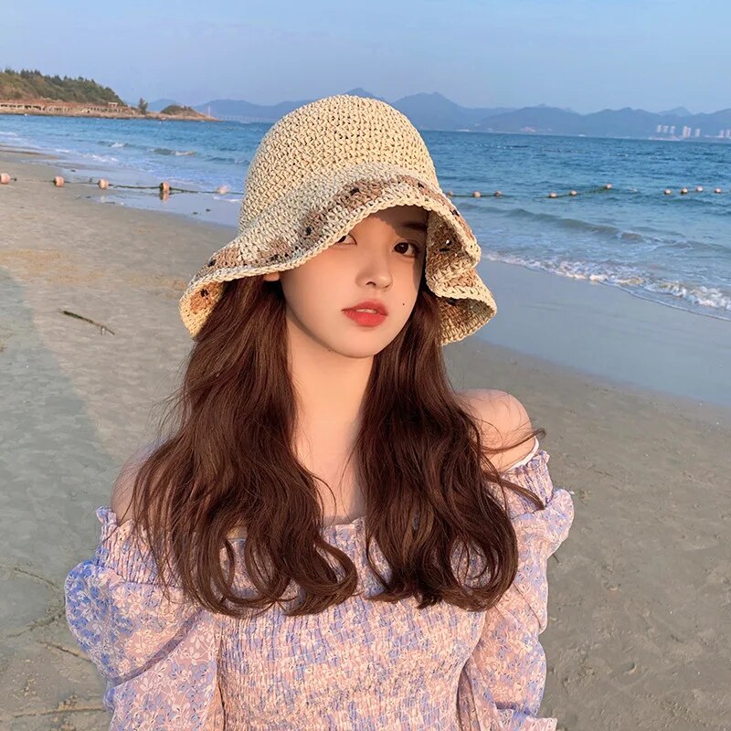 New Summer Fashion Straw Hat Women Foldable Wide Large Brim Plage Beach Sun Hat Chapeau Femme UV Protection Cap 여름모자 Gorras