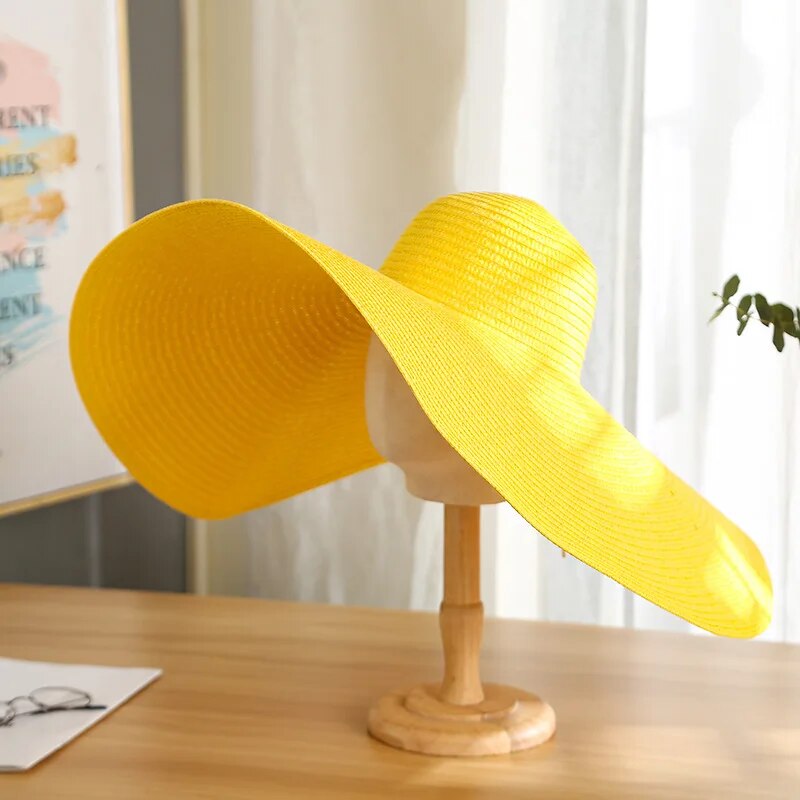 Color blocked Straw hat 25cm big brim fashionable sun hat ultra-thin breathable summer hat beach travel Straw hat wholesale