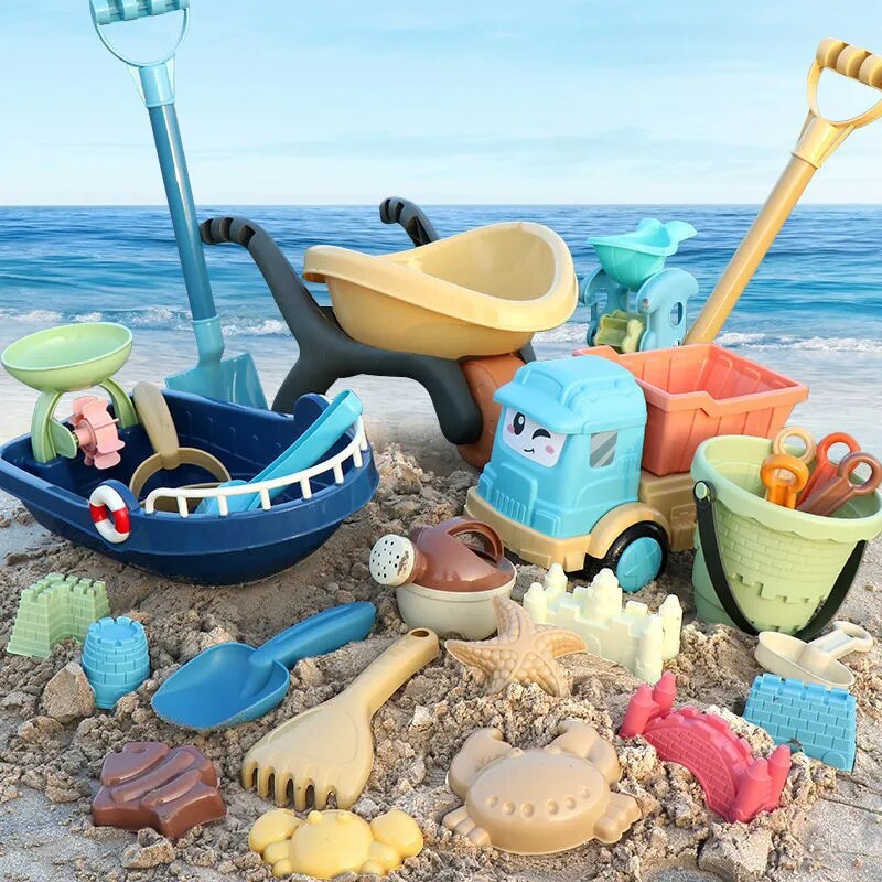 Beach Toys Sandbox Silicone Bucket And Sand Toys Sandpit Outdoor Summer Toy Water Game Play Cart Scoop Child Shovel For Kids