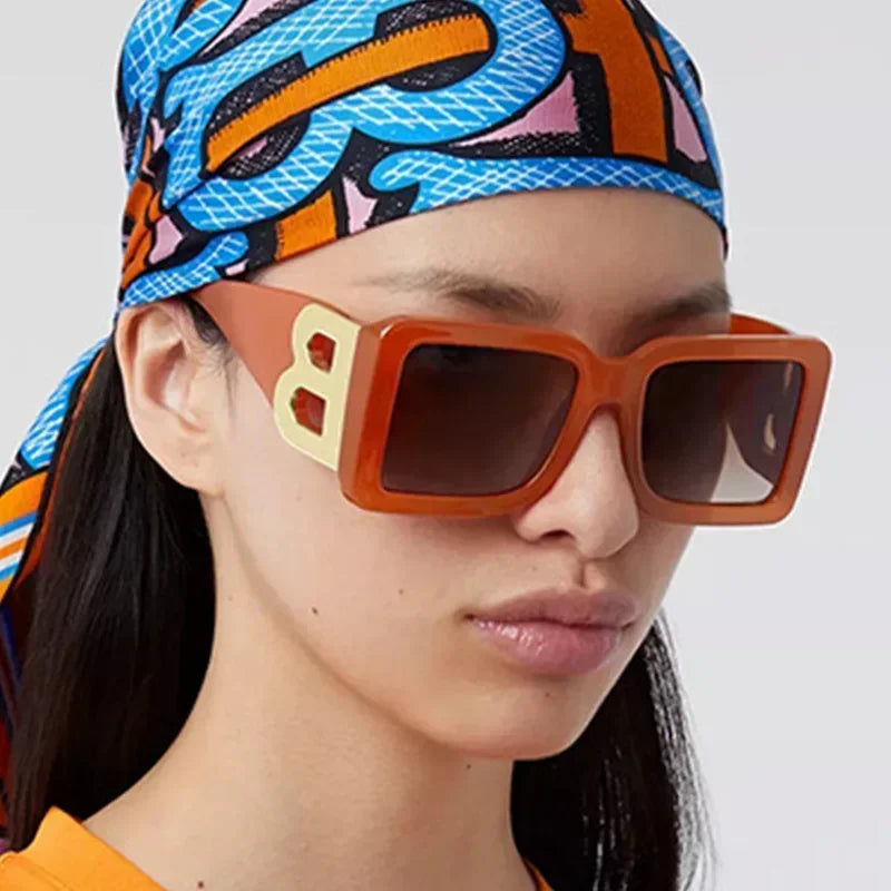 2024 Fashion Oversized The Letter B Square Luxury Trend Sunglasses Women Men Retro Rectangle Sunglasses Gafas De Sol UV400