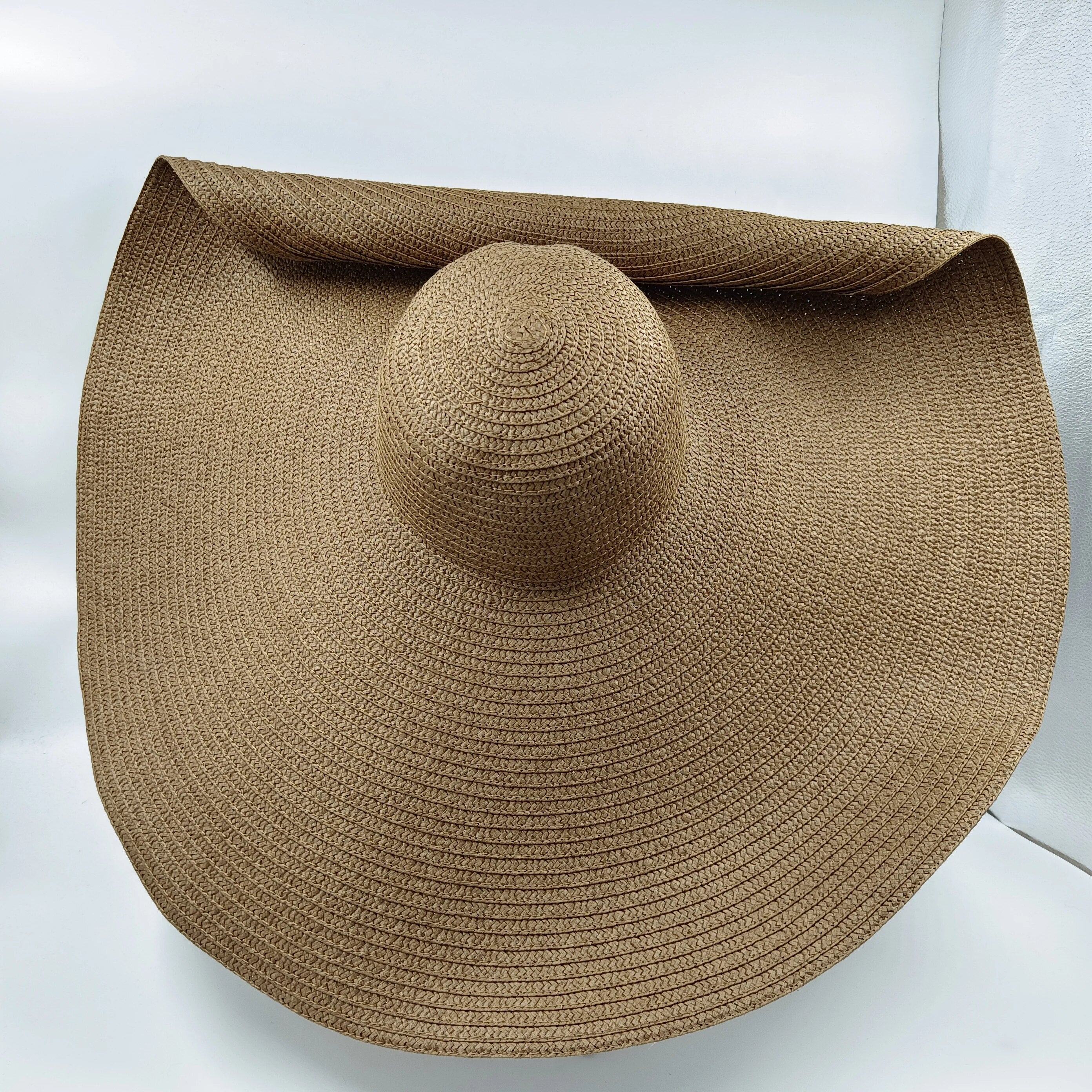 Color blocked Straw hat 25cm big brim fashionable sun hat ultra-thin breathable summer hat beach travel Straw hat wholesale