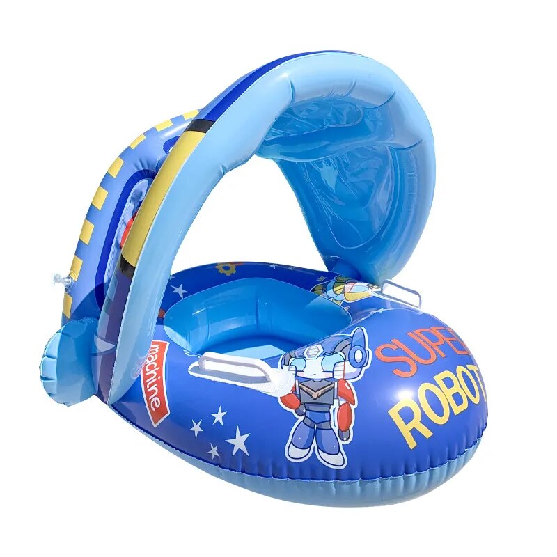 Infant Float Swimming Circle Inflatable Pool Float Swimming Ring Baby Water Seat with Sunshade Summer Beach Party Toys for 1-4T