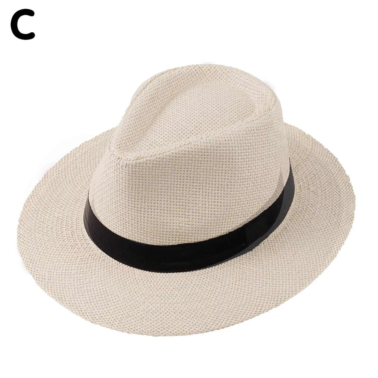 Straw Fedora Sun Hat Unisex Women Men Fashion Summer Casual Trendy Beach Sun Straw Panama Jazz Hat Panama Cowboy