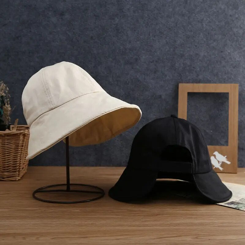 New Women's Spring Summer Cotton Linen Bucket Hat Outdoor Beach Sun Caps Lady Fodable Solid Panama Fishermen Hat Bonnet Gorras