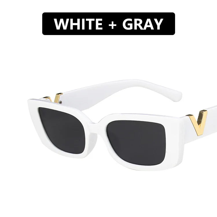 Retro Small Frame Cat Eye Sunglasses for Women 2024 Luxury V Sun Glasses Men Fashion Jelly Sunglasses with Metal Hinges