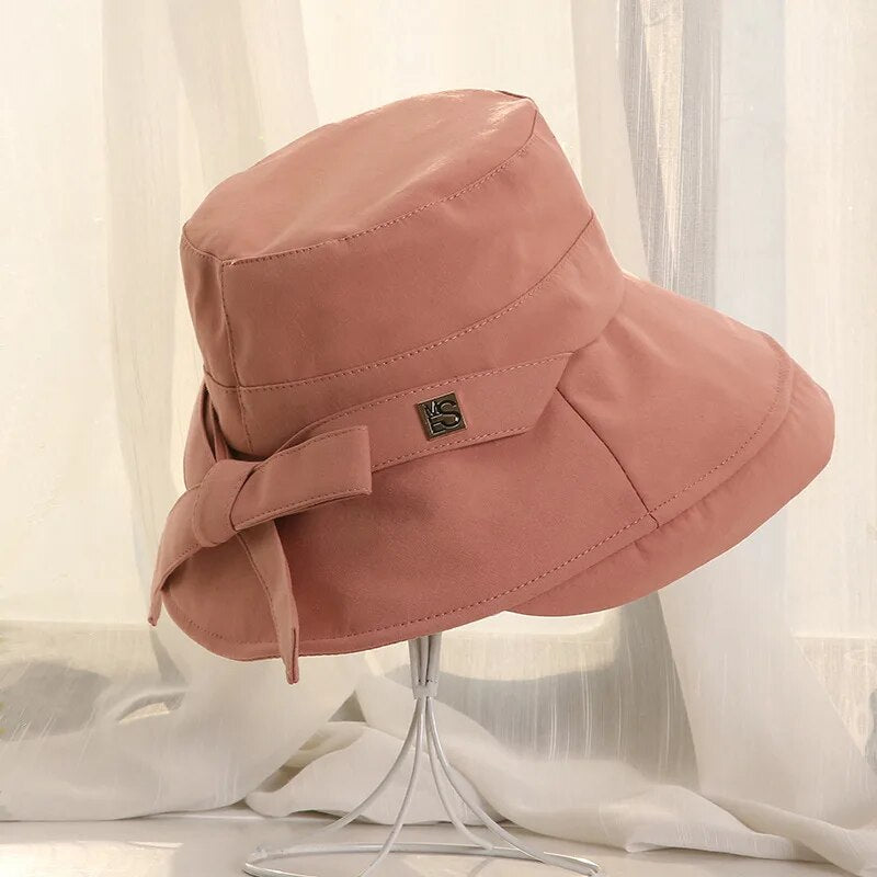 2021 New Summer Hat Panama For Women Visor Sun Protection UV Bucket Hat Beach Panama Women Bucket Hat Solid Hat Collapsible