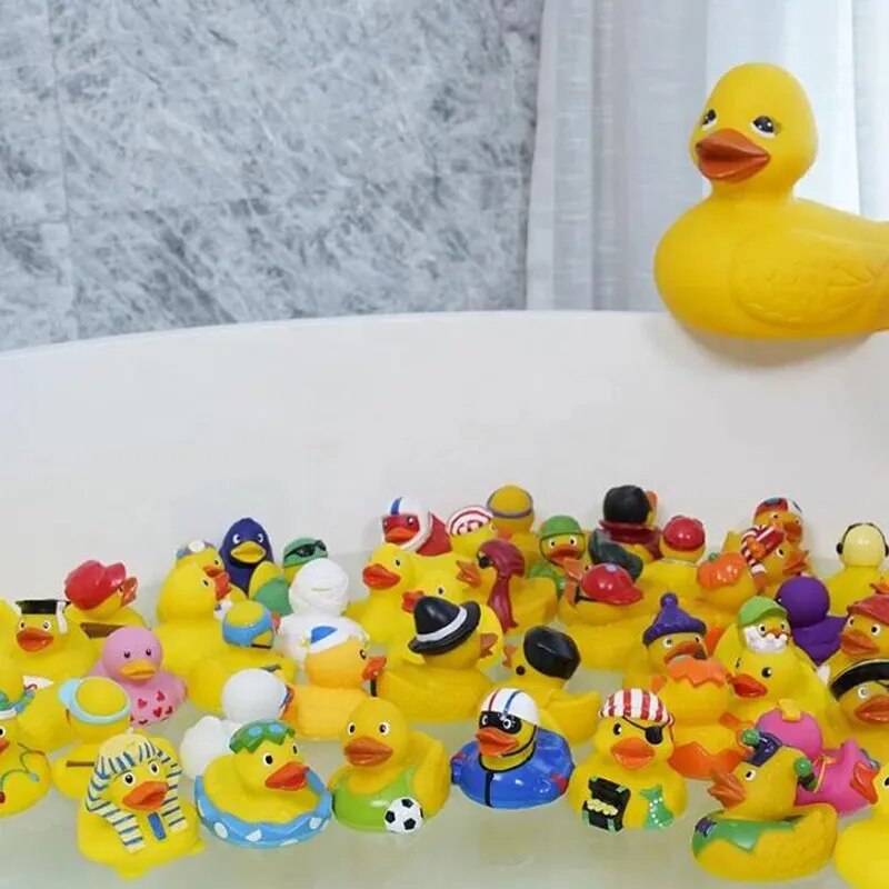 5-100pcs Rubber Duck Kids And Toddler Toy Duck Baby Bath Toys Summer Beach Shower Game Toy Birthday Gift For Children