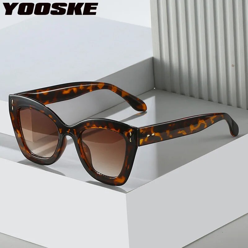 YOOSKE New Cat Eye Sunglasses for Women Premium Jelly Color Sun Glasses Male Female Trendy Gradient Shades Eyewear UV400 Mirror