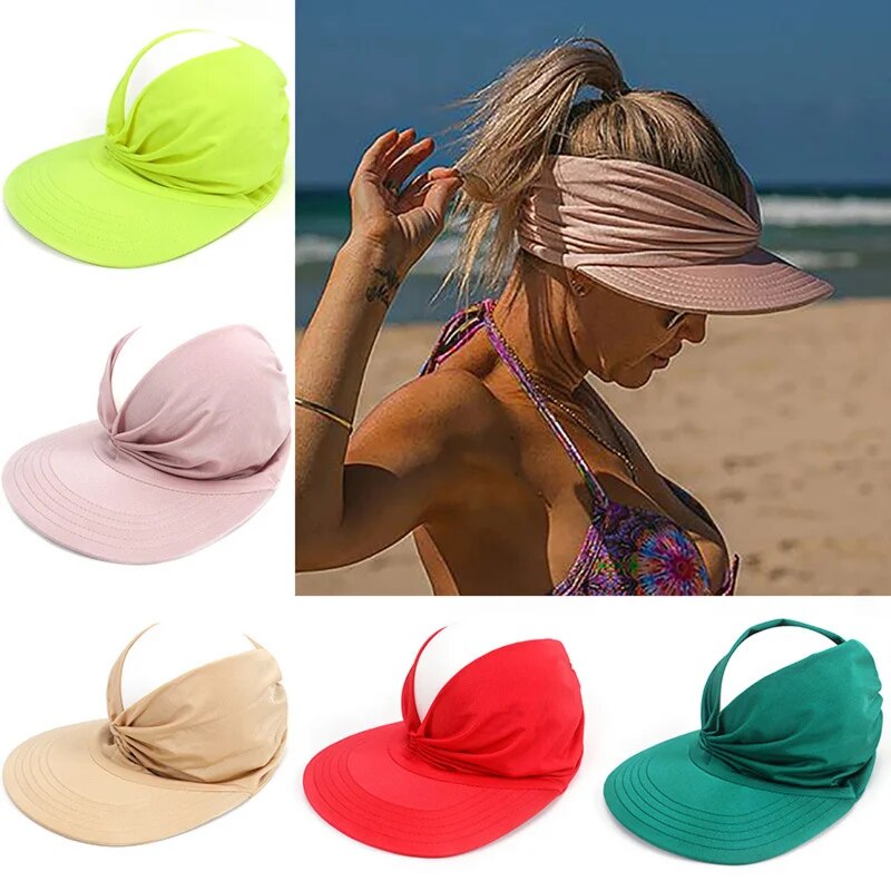 Foldable Summer Beach Hat Big Visor Sun Hats for Women Summer Beach Outdoor UV Protection Top Empty Sport Baseball Caps